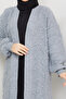 Women's Cherry Patterned Full Length Knitwear Cardigan Gray - 8