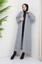 Women's Cherry Patterned Full Length Knitwear Cardigan Gray