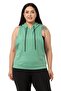 Large Size Kangaroo Pocket Hooded Wide Sleeve Mint Green T-shirt