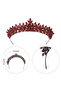 Leaf Model Bride Princess Crown, Bride Queen Crown Burgundy For Wedding Costumes - 8