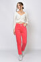 Dried Rose Pocket Detailed Flare Leg Thin Corduroy Trousers - 3