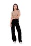 Cargo Pocket Detailed and High Waisted Full Length Hip-Hop Relaxed Women's Cargo Jeans Black Denim - 6