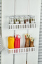 SET OF 5 METAL WALL HANGING SPICE RACKS - SPICE RACK WITH METAL SHELF - WHITE 30 CM SHELF - 4
