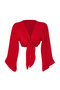 Kırmızı Dokuma Volanlı Plaj Crop Bluz TBESS19BB0095 - 6