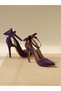 Wizard Bow Detail Purple Suede 10 cm Women's Stiletto Heeled Shoes - 5