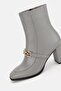 Women's Gray Genuine Leather Size 35-41 Heeled Chain Boots & Booties - 5