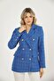 Tweed Blazer Jacket Lined Buttoned Front - 2