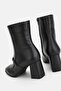 Women's Black Genuine Leather Size 35-41 Heeled Chain Boots & Booties - 4