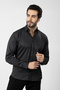 Men's Long Sleeve Shirt Slimfit Lycra Fabric Pa-179 Black Color