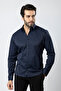 Men's Long Sleeve Shirt Slimfit Lycra Fabric Pa-179 Navy Blue Color