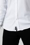 Men's Shirt Slimfit Lycra Fabric Long Sleeve PA-180 White Color Navy Blue Logo - 6