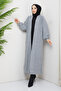 Women's Cherry Patterned Full Length Knitwear Cardigan Gray - 5