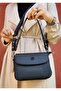 Women's Black Covered 3-Compartment Shoulder and Crossbody Bag - 5