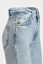 Mid Waist Lycra Straight Light Blue Straight Leg Seamless Jeans - 2
