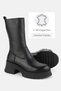 WOMEN'S BLACK GENUINE LEATHER THICK HEELED LONG BOOTS & BOOTIES - 3