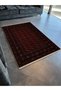 Dark Tone Red and Black Themed Traditional Motif Patterned Vintage Decorative Carpet 2674 - 3