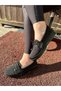 Orthopedic Daily Women's Flats Black Mother's Shoes Comfortable Light Sole Flexible Stone And Lacing Detailed 602 - 5