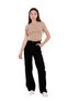 Cargo Pocket Detailed and High Waisted Full Length Hip-Hop Relaxed Women's Cargo Jeans Black Denim - 5