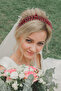 Leaf Model Bride Princess Crown, Bride Queen Crown Burgundy For Wedding Costumes - 5