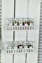 SET OF 5 METAL WALL HANGING SPICE RACKS - SPICE RACK WITH METAL SHELF - WHITE 30 CM SHELF - 5