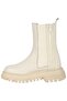 240573 Beige Cream Tan Women's Genuine Leather Elastic Slip On Platform Thick Sole Chelse Winter Boots - 2