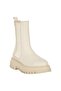240573 Beige Cream Tan Women's Genuine Leather Elastic Slip On Platform Thick Sole Chelse Winter Boots - 3