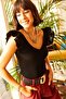 Women's Black Front Back V Shoulder Ruffle Knitwear Blouse BLZ-19001097 - 2