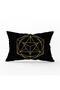 Geometric 3D Black Gold Patterned Rectangular Throw Pillow - Cover