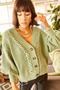 Women's Mint Green Thick Hair Braided Knitwear Cardigan HRK-19000082 - 6
