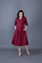 Claret Red Pocket Detailed V-Neck Midi Length Flared Dress - 2