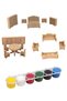Paintable Wooden Toy 15 Pieces Miniature Furniture Set 6 Pieces Paint Set and Brush Gift