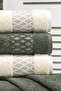 Foresthand and Face Towel Set |   Green-Cream 4 Pcs 50X90 cm - 2