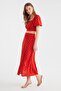 Tile Slit Midi Viscose Woven Polka Dot Blouse-Skirt Set Twoss20Au0097 - 8
