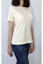 Women's Cream Basic Crew Neck 100% Cotton Short Sleeve T-shirt