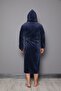 Smoked Piping Long Hooded Bamboo Cotton Men's Bathrobe - 4