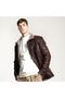 Ottowa Men's Jumbo Fur Genuine Leather Coat with Fur Inside Hazelnut
