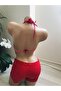 طقم بيكيني نسائي بدون حمالات باللون الأحمر - 2