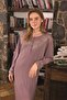 Women's Dusty Rose Long Sleeve Thin Lace Long Nightgown - 2