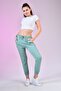 Women's Mint High Waist Knitted Sweatpants with Elastic Waist and Ankle Pockets - 2