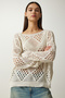 Women's Ecru Openwork Knitwear Sweater EW00006 - 2
