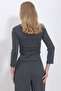 Women's Anthracite Half Turtleneck Gathered Blouse ALC-X11411 - 5