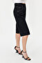 Black High Waist Denim Bermuda Twoss24Sr00023 - 5