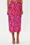 Viscose Fabric Purple Patterned Midi Skirt - Double Breasted, Woven, TWOSS23ET00294 - 4