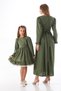 Hijab Mother-Daughter Child Outfit Set with Ruffle Detail Sleeves in Khaki - 4