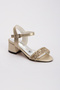 Girl's Gold Silvery Open Heeled Wedding Shoes - 2