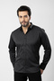 Men's Long Sleeve Shirt Slimfit Lycra Fabric Pa-179 Black Color - 3