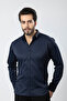 Men's Long Sleeve Shirt Slimfit Lycra Fabric Pa-179 Navy Blue Color - 3