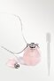 Certified Perfume Bottle Designed Pink Quartz Stone Necklace - Silver Apparatus - 4