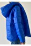 Women's Hooded Pocket Detailed Blue Puffer Coat 200 - 3