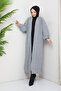 Women's Cherry Patterned Full Length Knitwear Cardigan Gray - 6